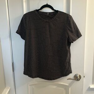 Lululemon Love Crew Neck Tee Soft Pima Cotton Blend Black & White Striped Shirt